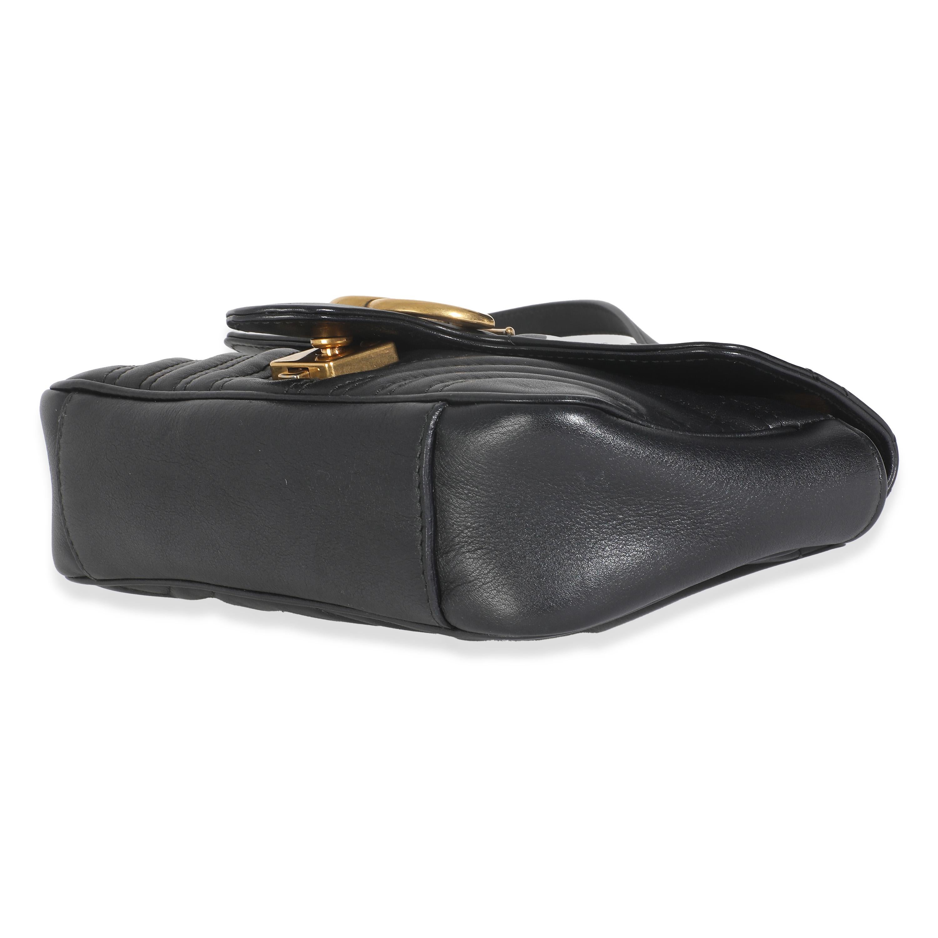Gucci Black Matelasse Calfskin Small GG Marmont Shoulder Bag For Sale 1