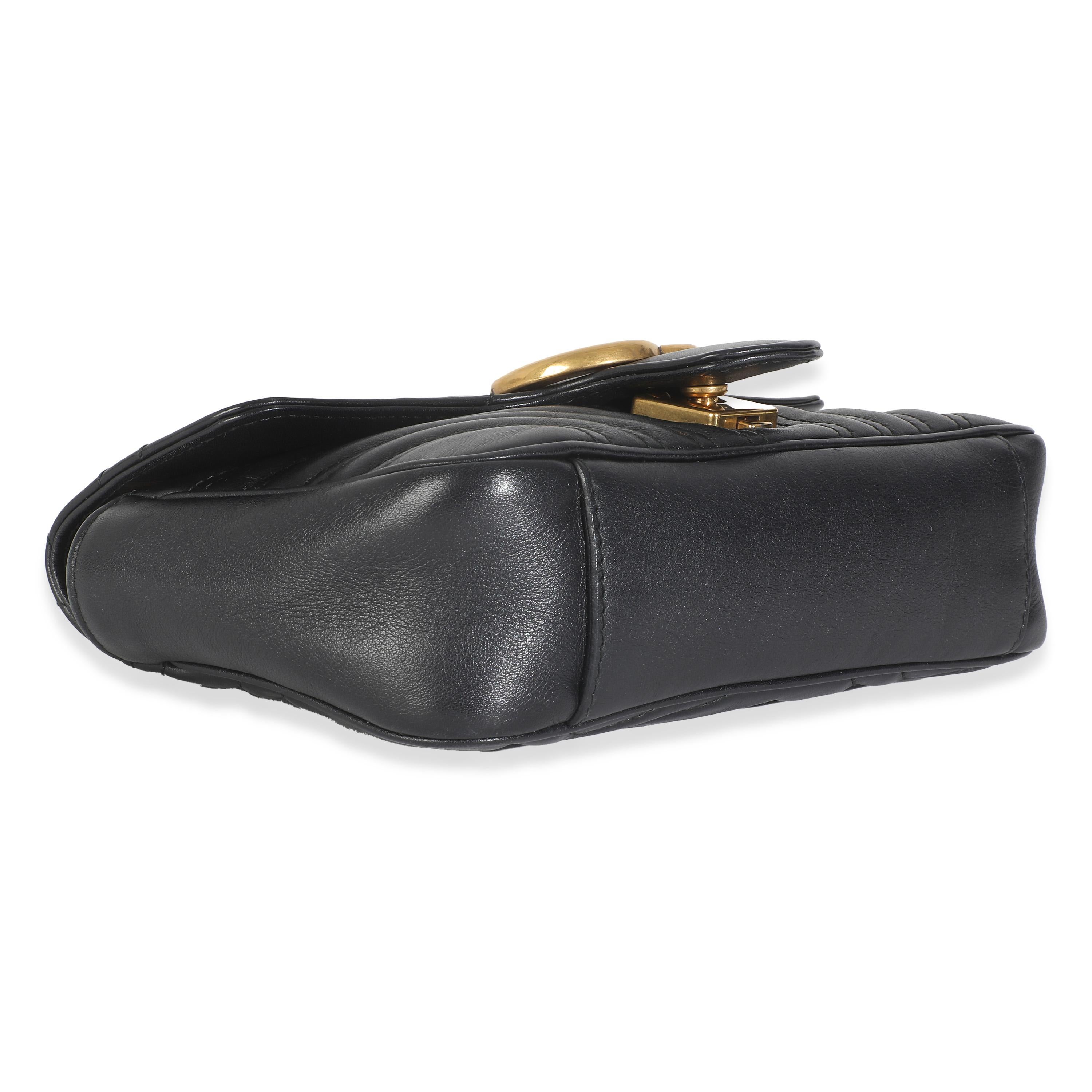 Gucci Black Matelasse Calfskin Small GG Marmont Shoulder Bag For Sale 2