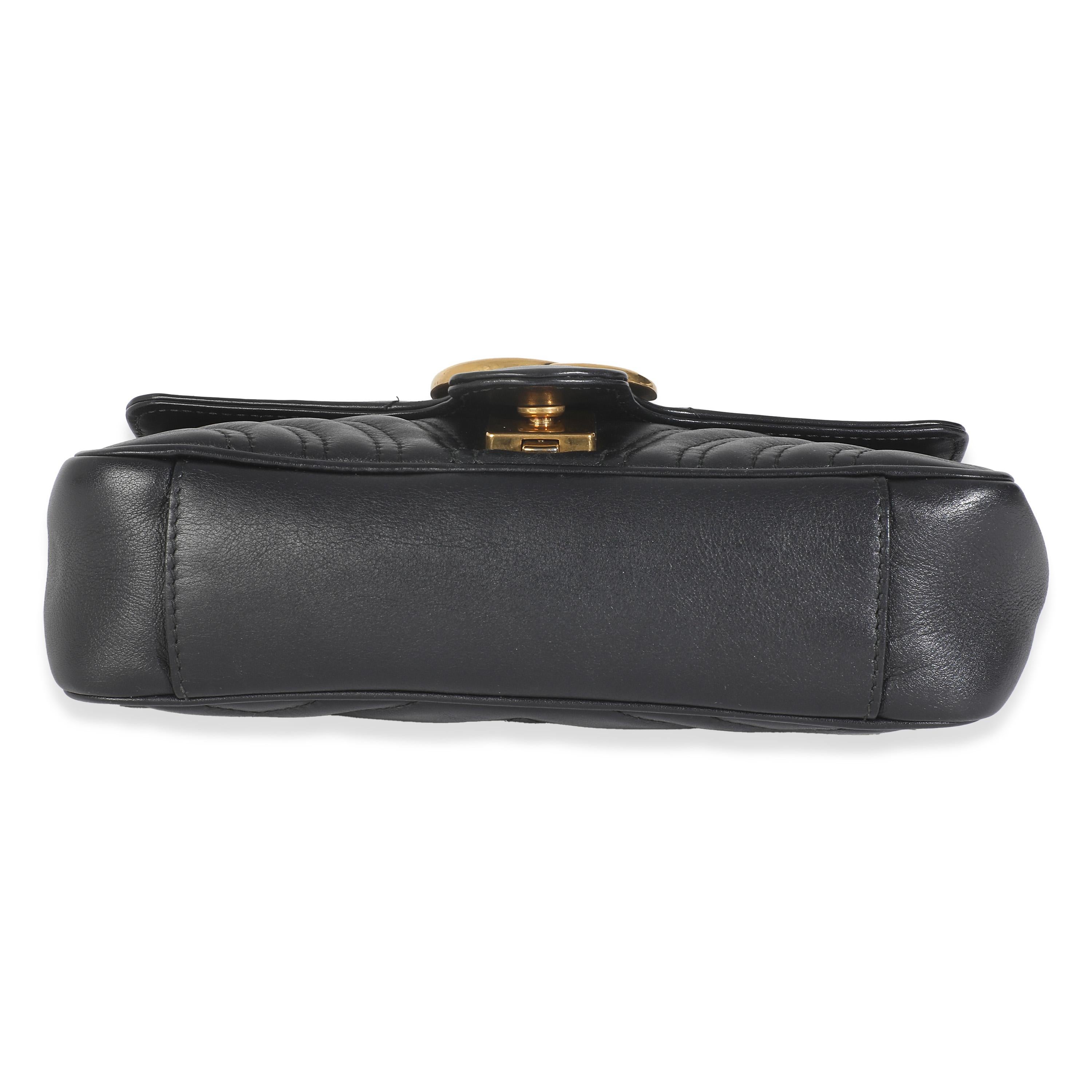 Gucci Black Matelasse Calfskin Small GG Marmont Shoulder Bag For Sale 3