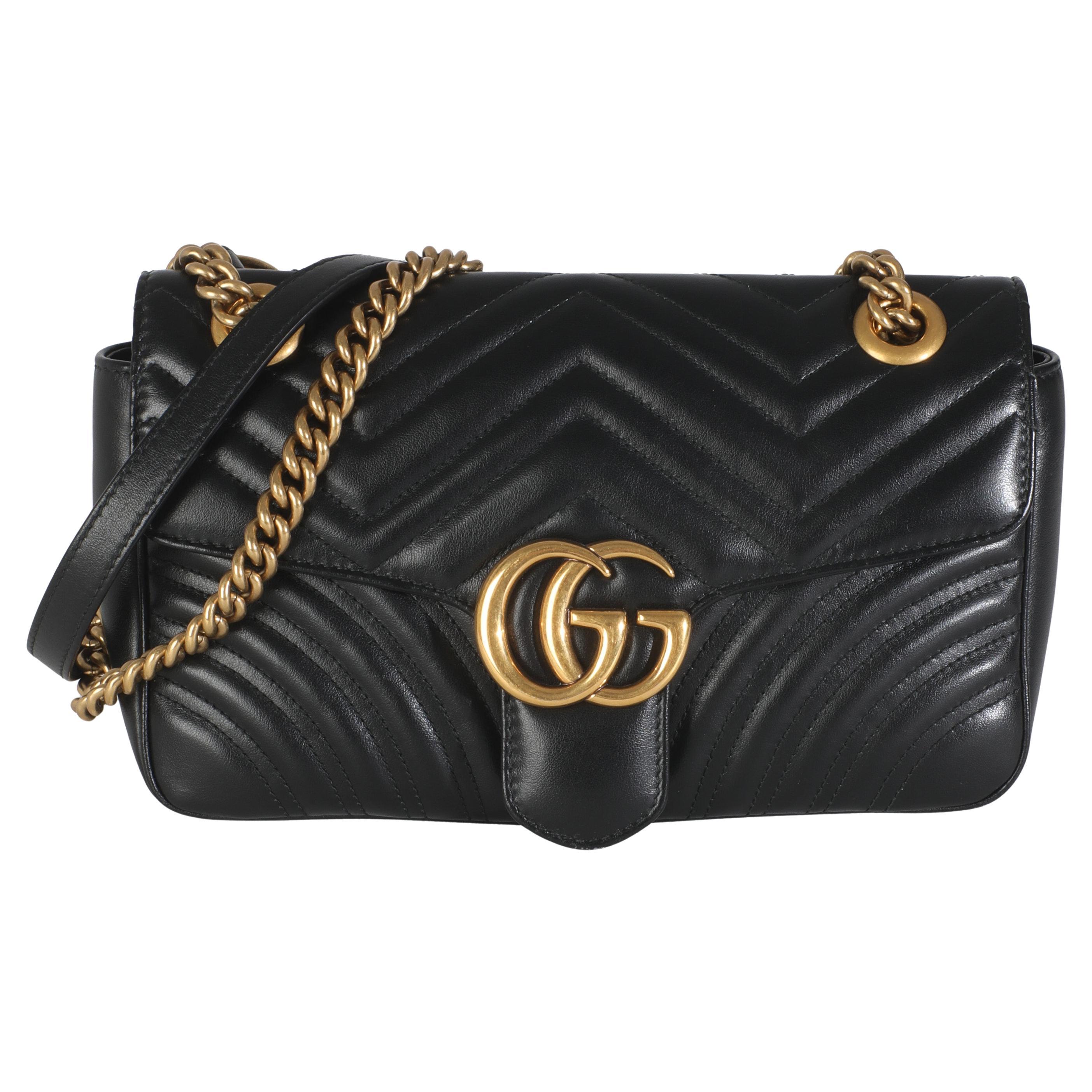 Gucci - Petit sac à bandoulière GG Marmont en cuir matelassé noir