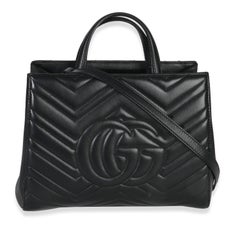 Gucci Black Matelasse Calfskin Small Marmont Top Handle Tote