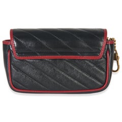 Gucci Black Matelasse Calfskin Torchon Super Mini Marmont Bag