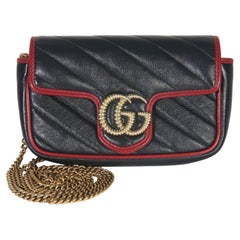 Gucci Black Matelasse Calfskin Torchon Super Mini Marmont Bag