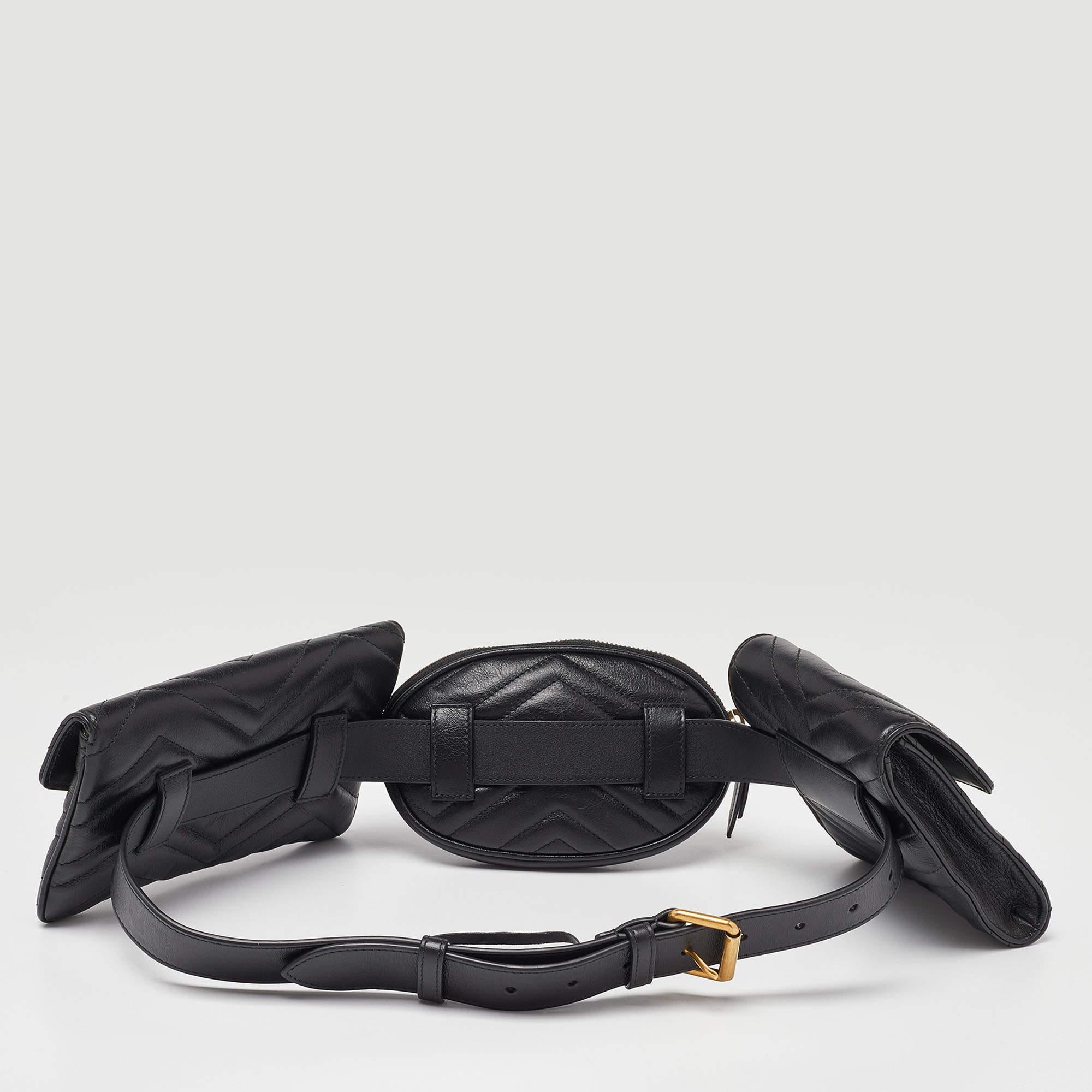 Gucci Black Matelassé Leather GG Marmont 2.0 Multi Belt Bag 7