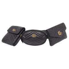 Gucci Black Matelassé Leather GG Marmont 2.0 Multi Belt Bag