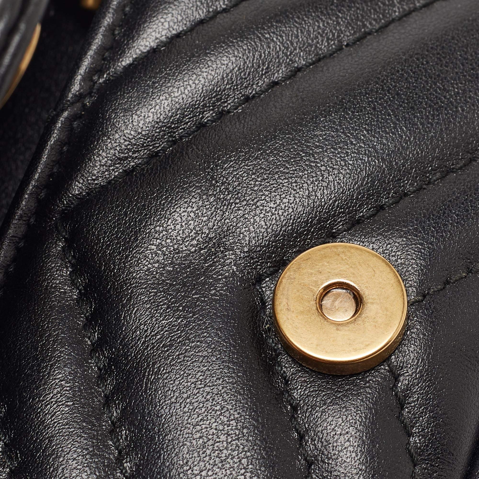 Gucci Black Matelassé Leather GG Marmont 2.0 Purse on Chain 7