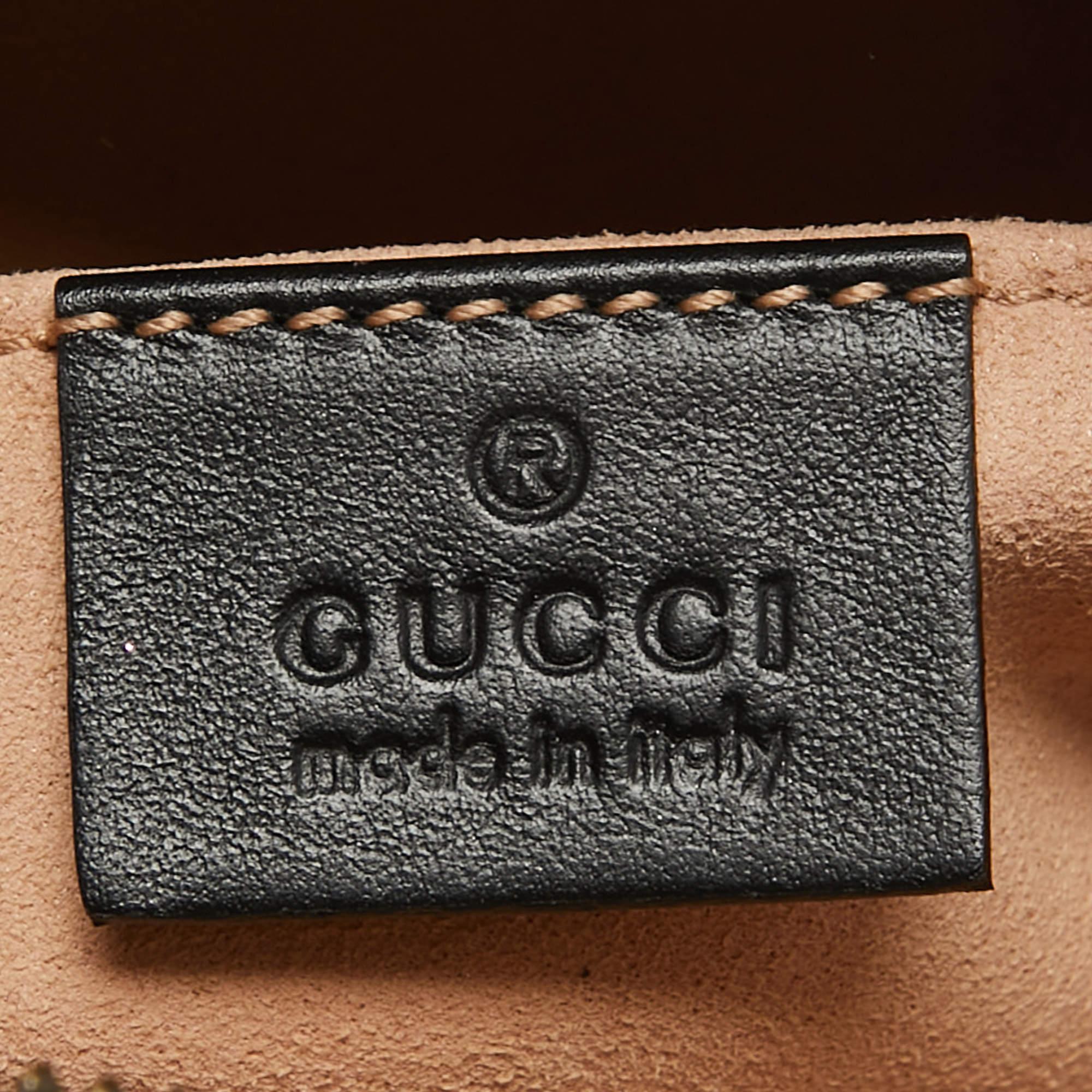 Gucci Black Matelassé Leather GG Marmont Animal Stud Belt Bag 4