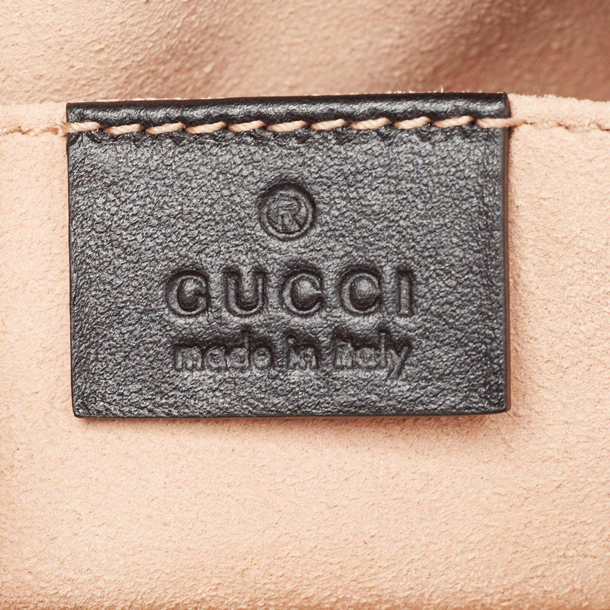 Gucci Black Matelassé Leather GG Marmont Animal Stud Belt Bag 4