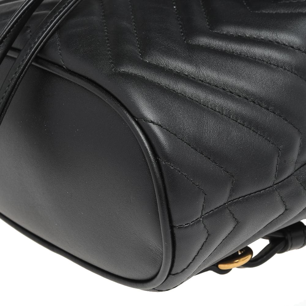 Gucci Black Matelassé Leather GG Marmont Backpack 4