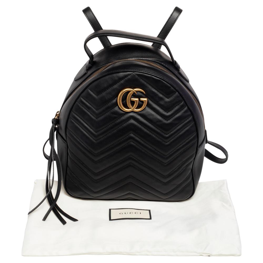 Gucci Black Matelassé Leather GG Marmont Backpack 5