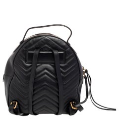 Gucci Black Matelassé Leather GG Marmont Backpack