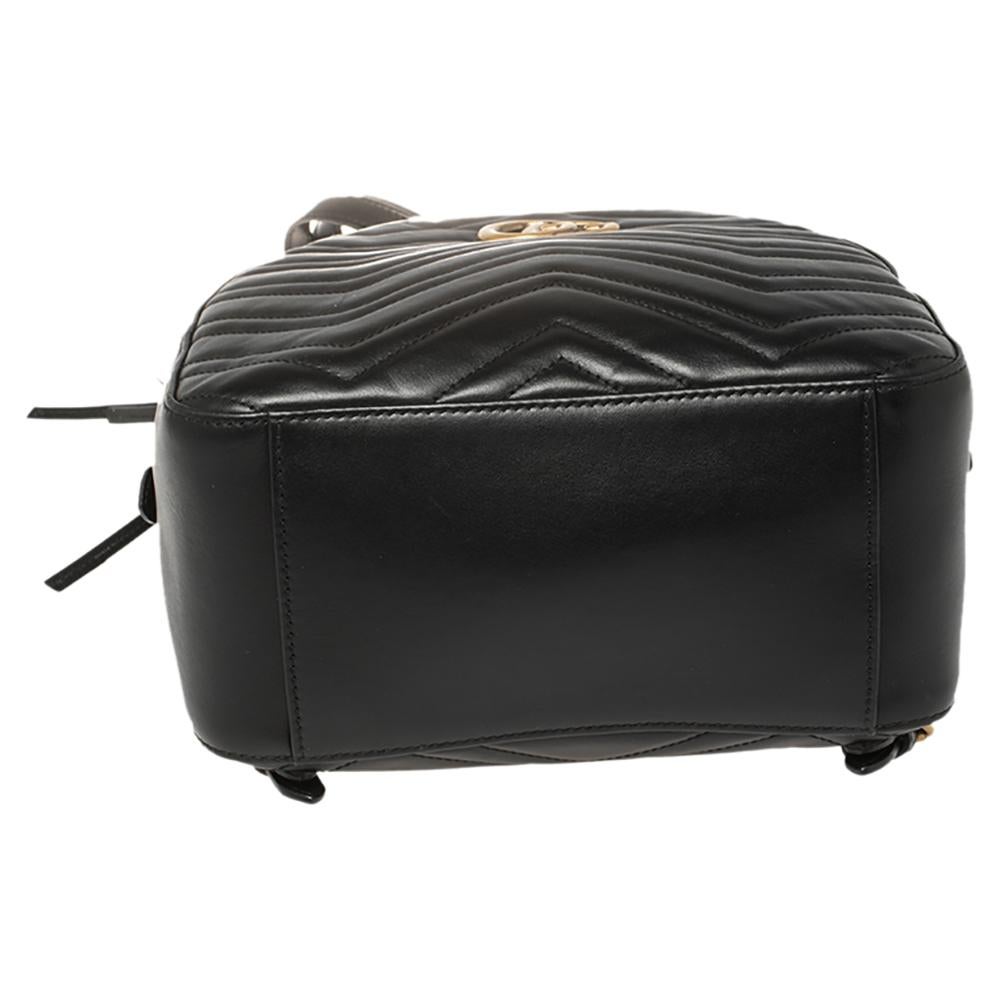 Gucci Black Matelassé Leather GG Marmont Backpack 1