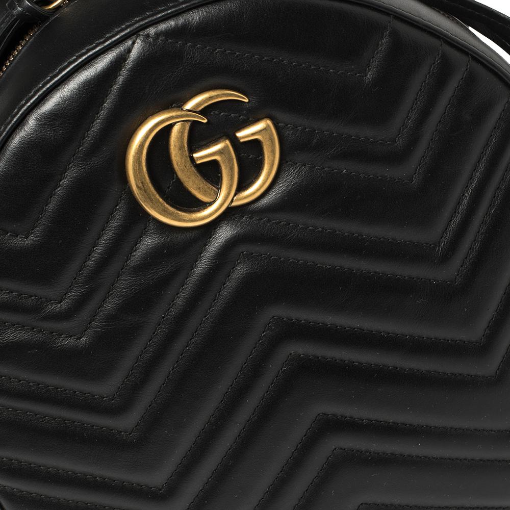 Gucci Black Matelassé Leather GG Marmont Backpack 3