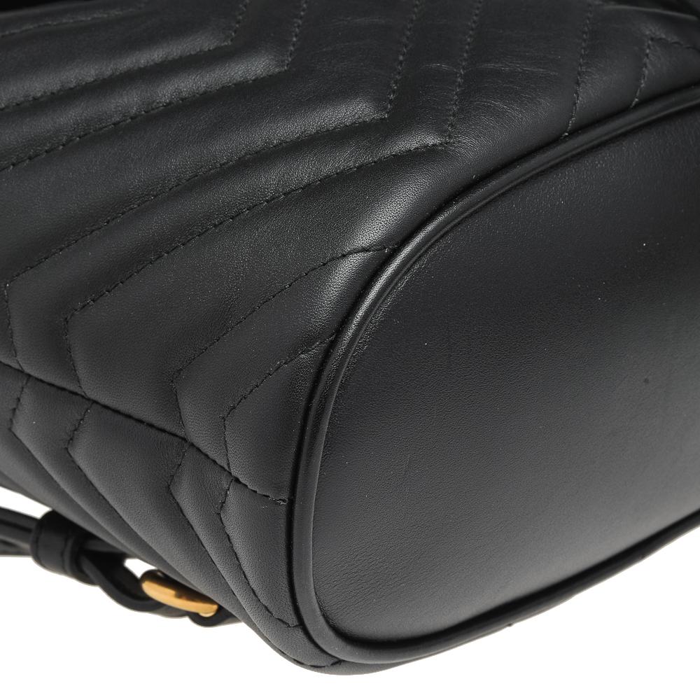 Gucci Black Matelassé Leather GG Marmont Backpack 1