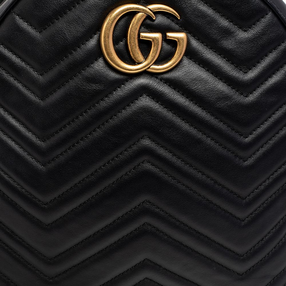 Gucci Black Matelassé Leather GG Marmont Backpack 2
