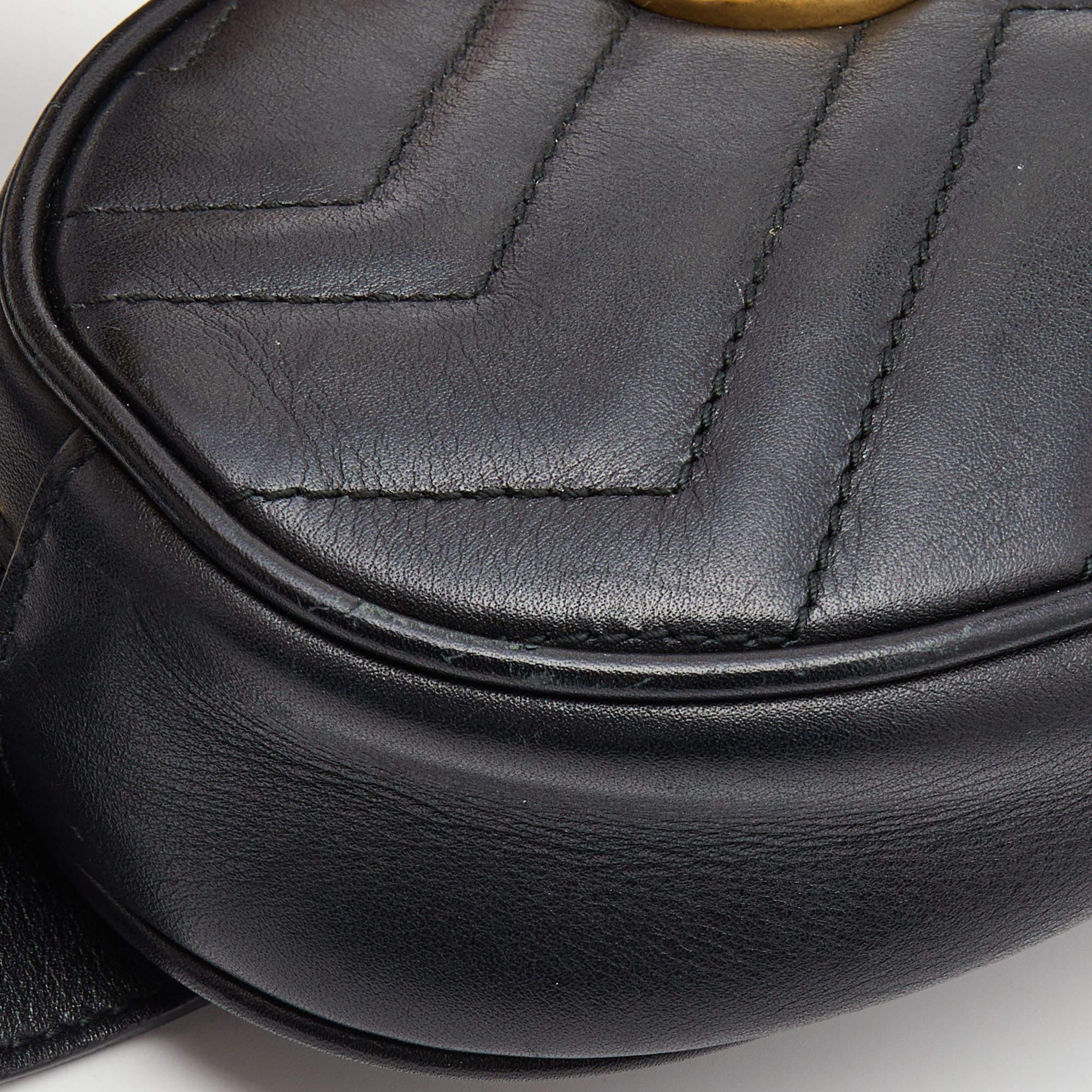 Gucci Black Matelassé Leather GG Marmont Belt Bag 6