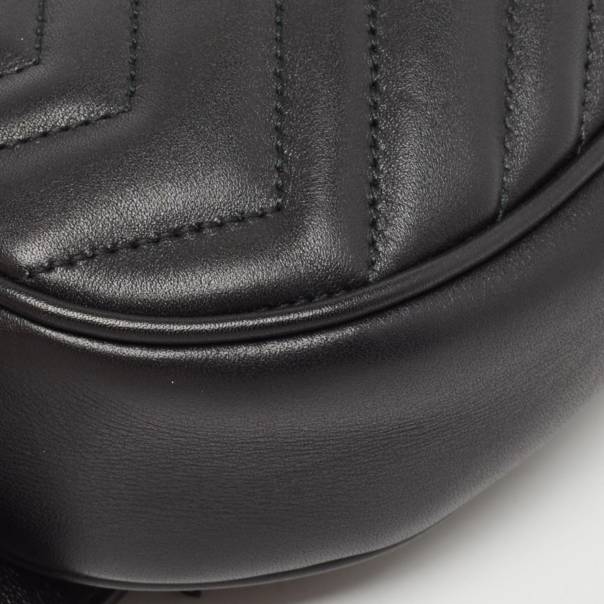 Gucci Black Matelassé Leather GG Marmont Belt Bag For Sale 6
