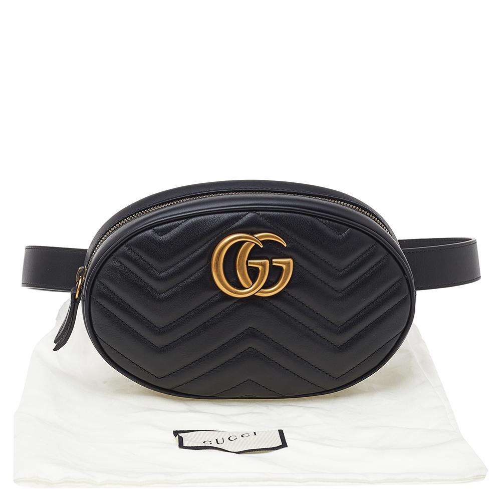 Gucci Black Matelassé Leather GG Marmont Belt Bag 4