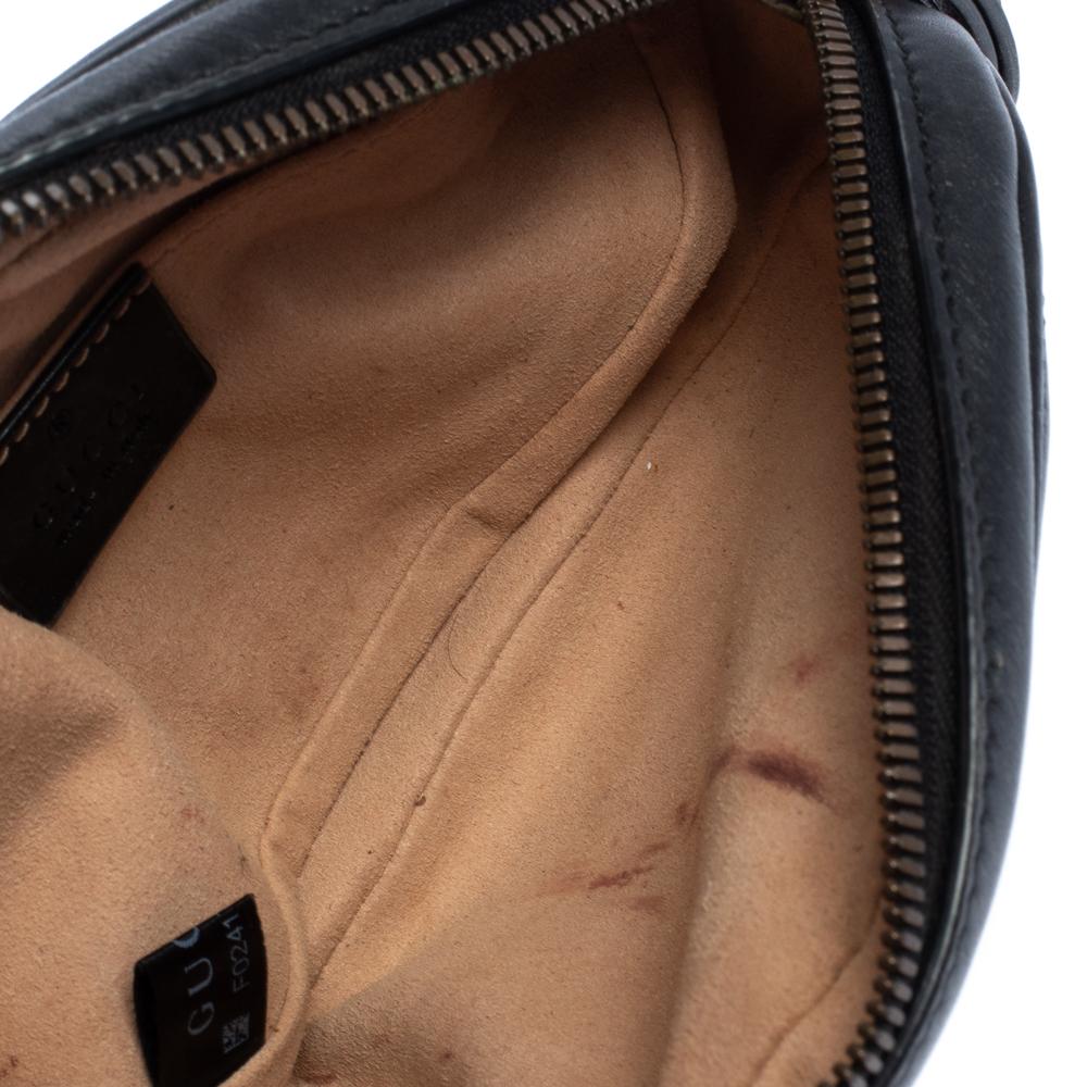 Gucci Black Matelasse Leather GG Marmont Belt Bag 8