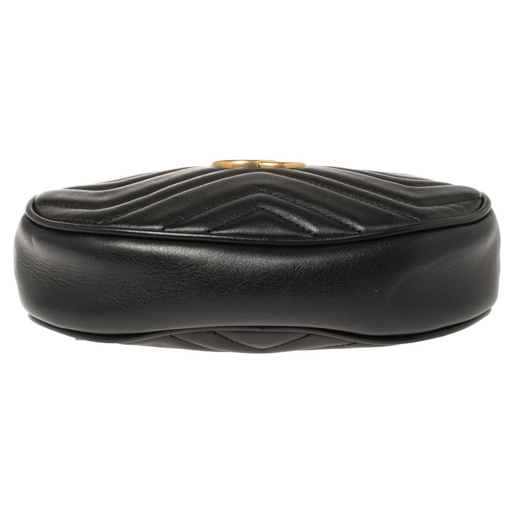 Gucci Black Matelassé Leather GG Marmont Belt Bag 1