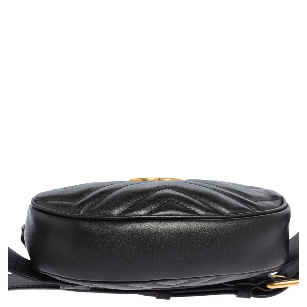 Gucci Black Matelassé Leather GG Marmont Belt Bag 1