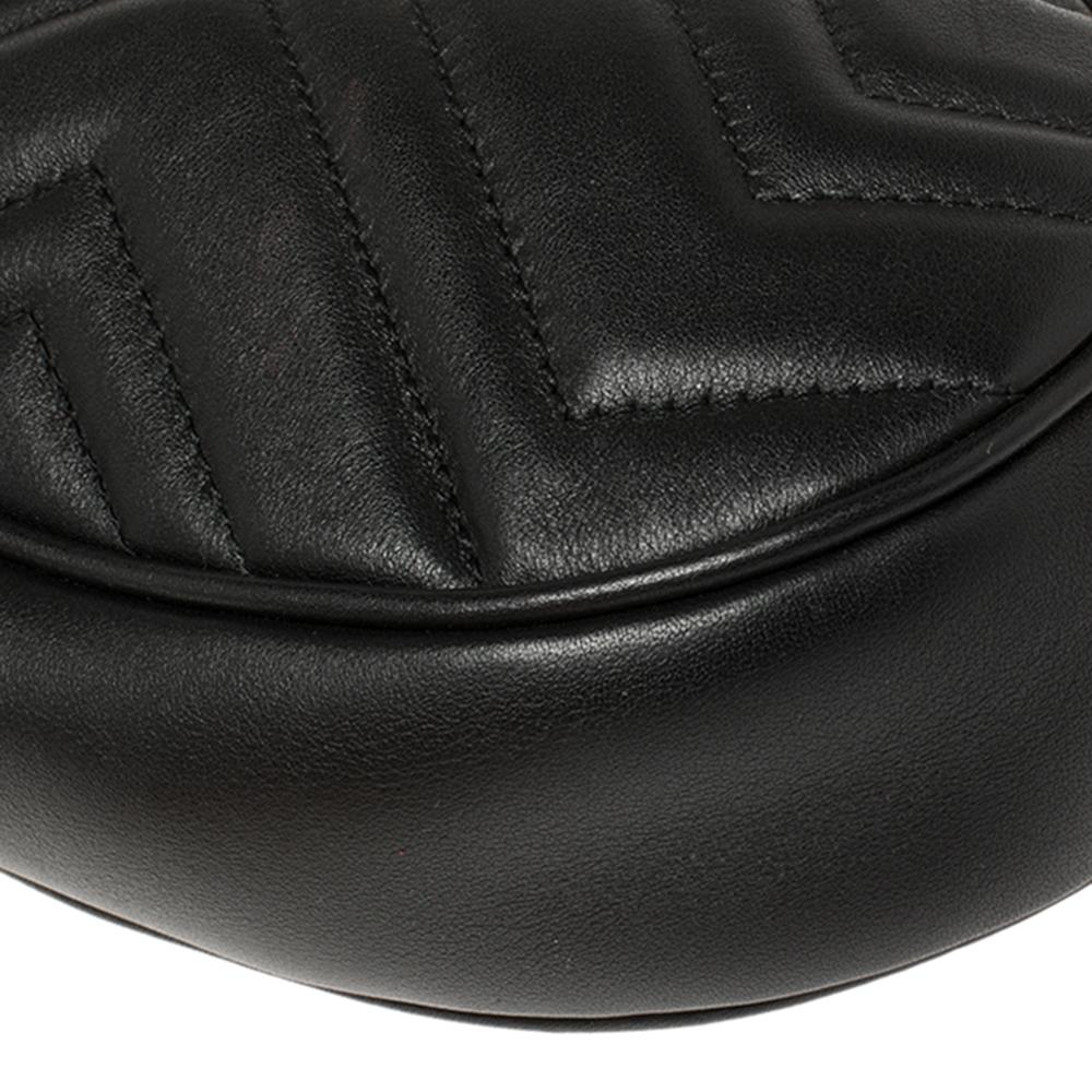 Gucci Black Matelassé Leather GG Marmont Belt Bag 1