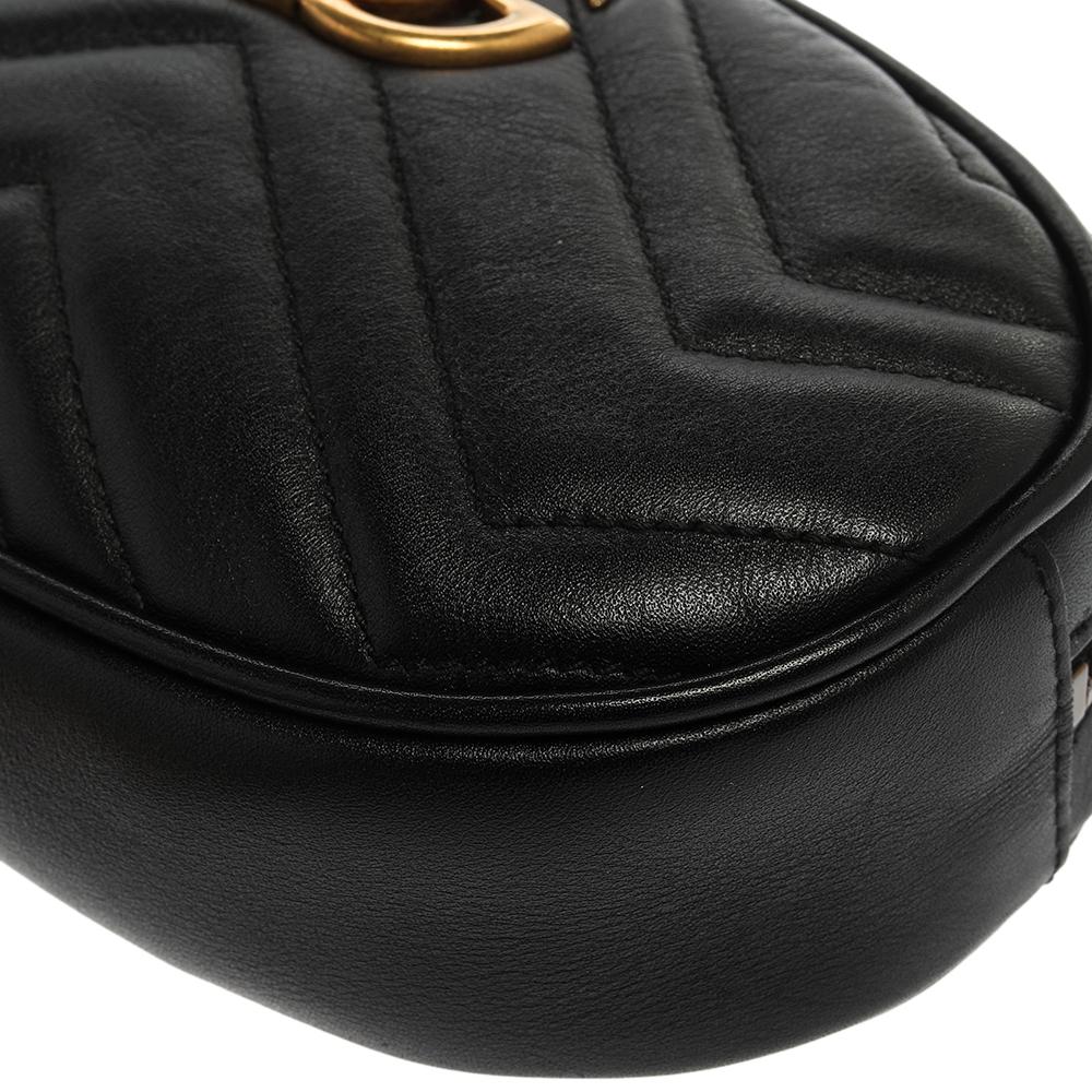 Gucci Black Matelassé Leather GG Marmont Belt Bag 3