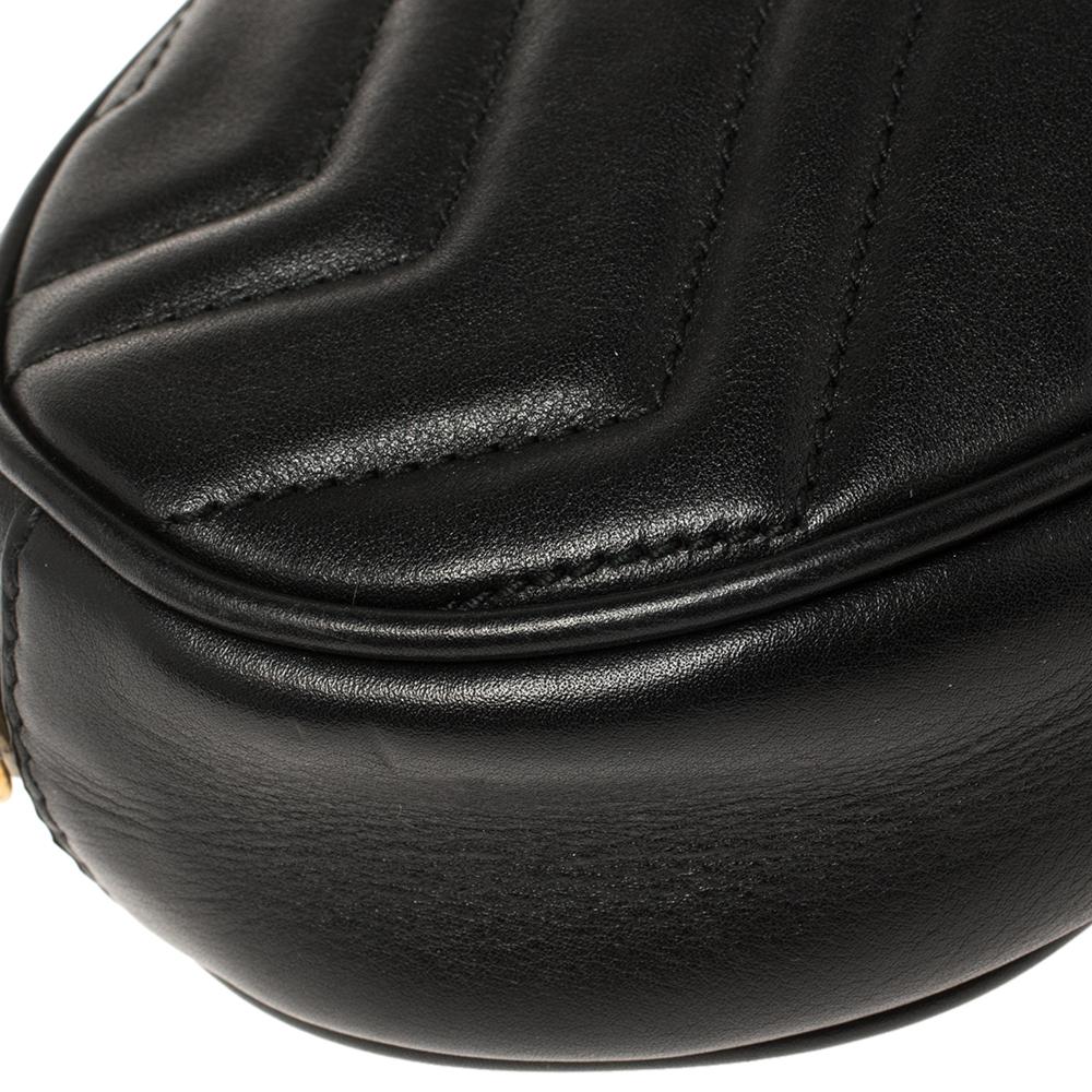 Gucci Black Matelassé Leather GG Marmont Belt Bag 3