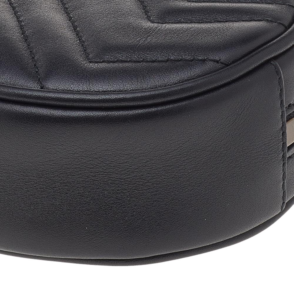 Gucci Black Matelasse Leather GG Marmont Belt Bag 1