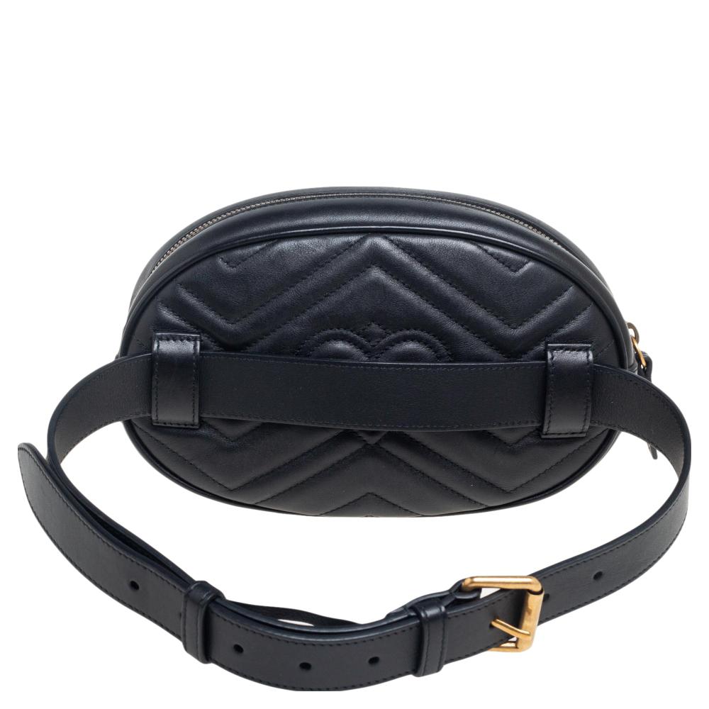 Gucci Black Matelasse Leather GG Marmont Belt Bag 3