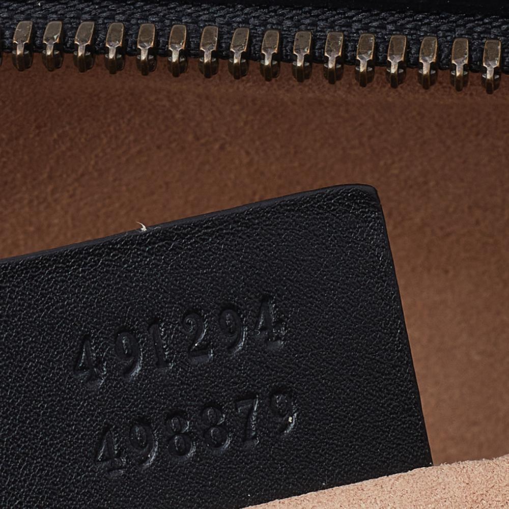 Women's Gucci Black Matelassé Leather GG Marmont Belt Bag