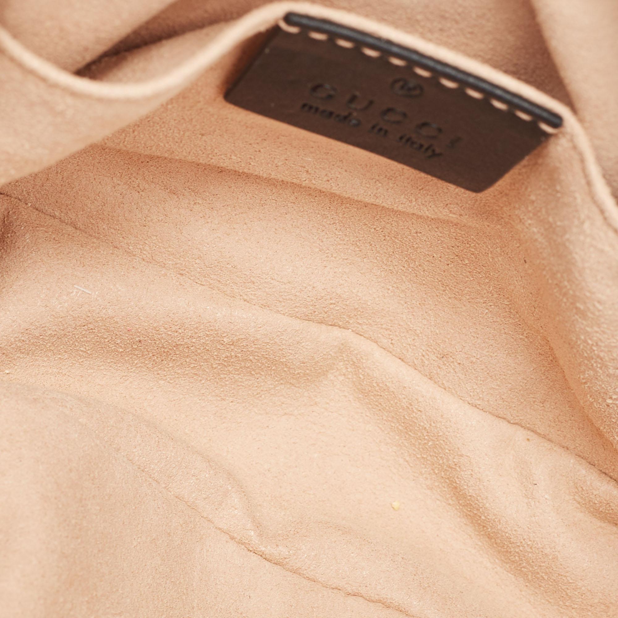 Gucci Black Matelassé Leather GG Marmont Belt Bag For Sale 3