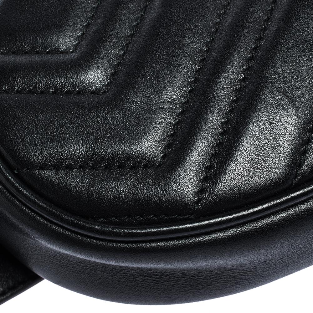 Gucci Black Matelasse Leather GG Marmont Belt Bag 3