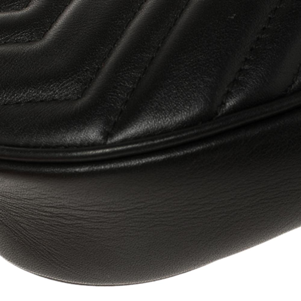Gucci Black Matelassé Leather GG Marmont Belt Bag 5