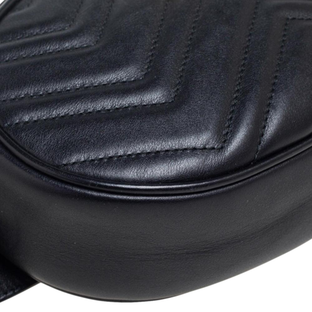 Gucci Black Matelasse Leather GG Marmont Belt Bag 5