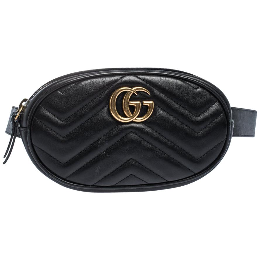 Gucci Black Matelasse Leather GG Marmont Belt Bag at 1stDibs | gucci ...