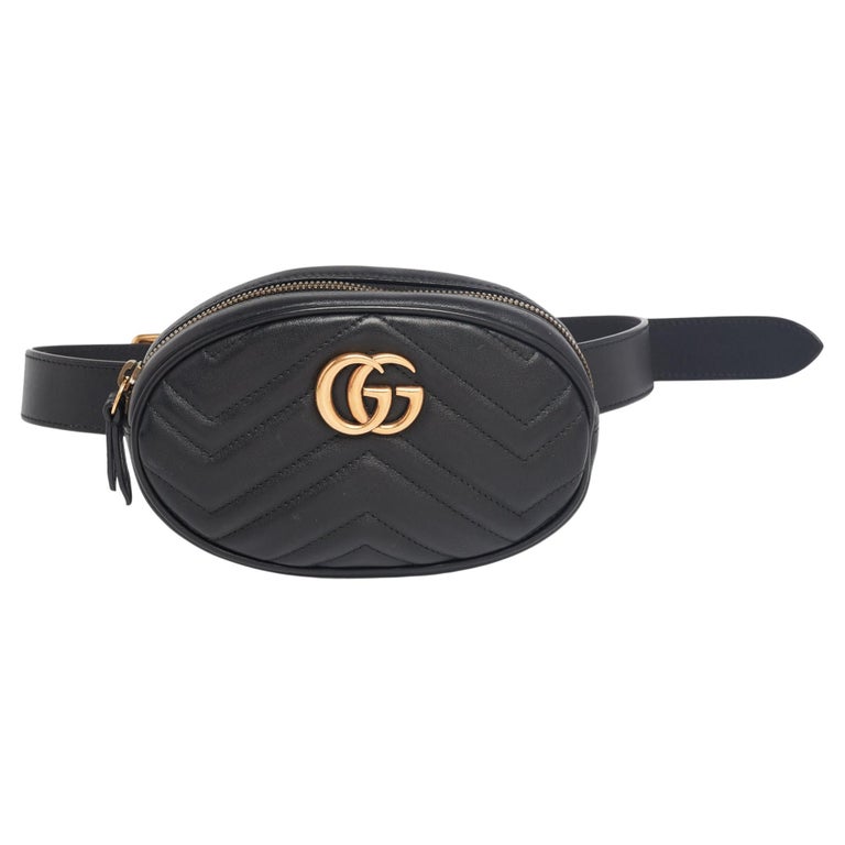 Gucci Black Matelassé Leather GG Marmont Belt Bag at 1stDibs