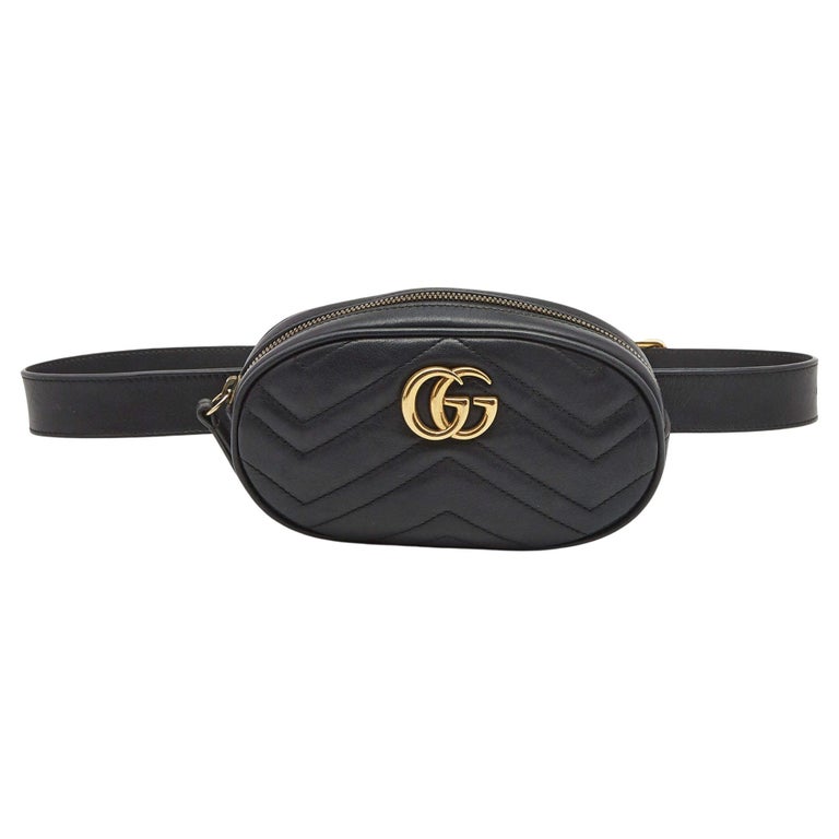 unos pocos guitarra Tecnología Gucci Black Matelassé Leather GG Marmont Belt Bag For Sale at 1stDibs