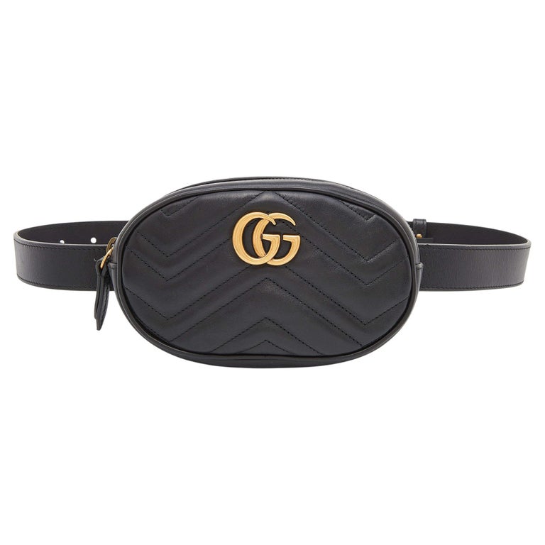 Gucci Black Matelassé Leather GG Marmont Belt Bag For Sale at 1stDibs