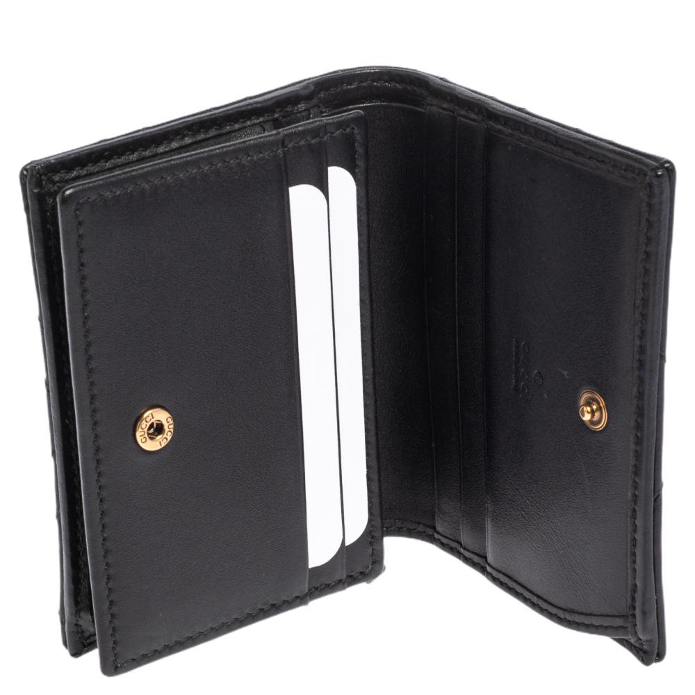 Gucci Black Matelassé Leather GG Marmont Card Case 4