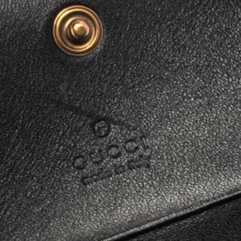 Women's Gucci Black Matelassé Leather GG Marmont Card Case