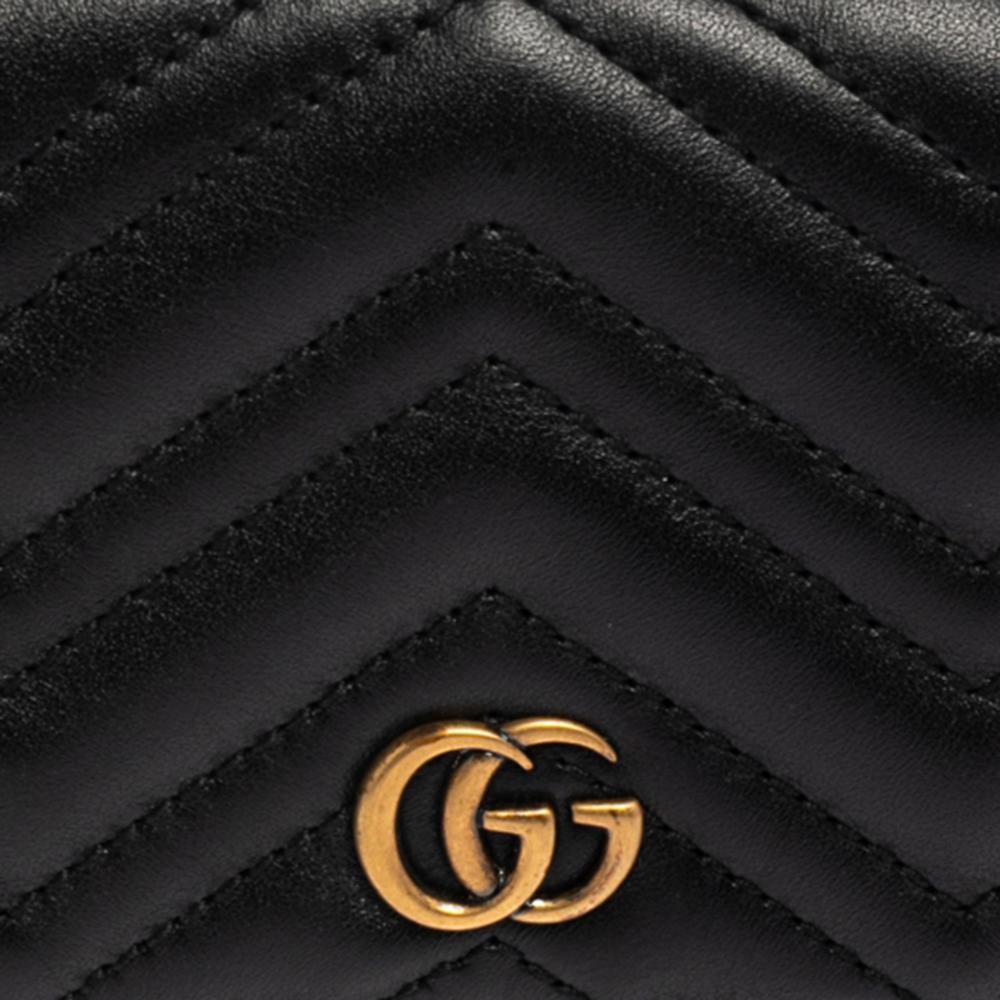 Gucci Black Matelassé Leather GG Marmont Card Case 2