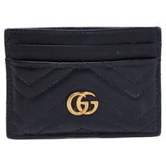 Gucci Black Matelasse Leather GG Marmont Card Holder