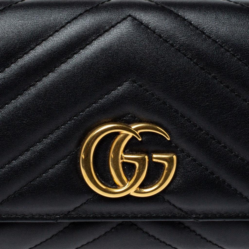 Gucci Black Matelasse Leather GG Marmont Continental Wallet at 1stDibs ...