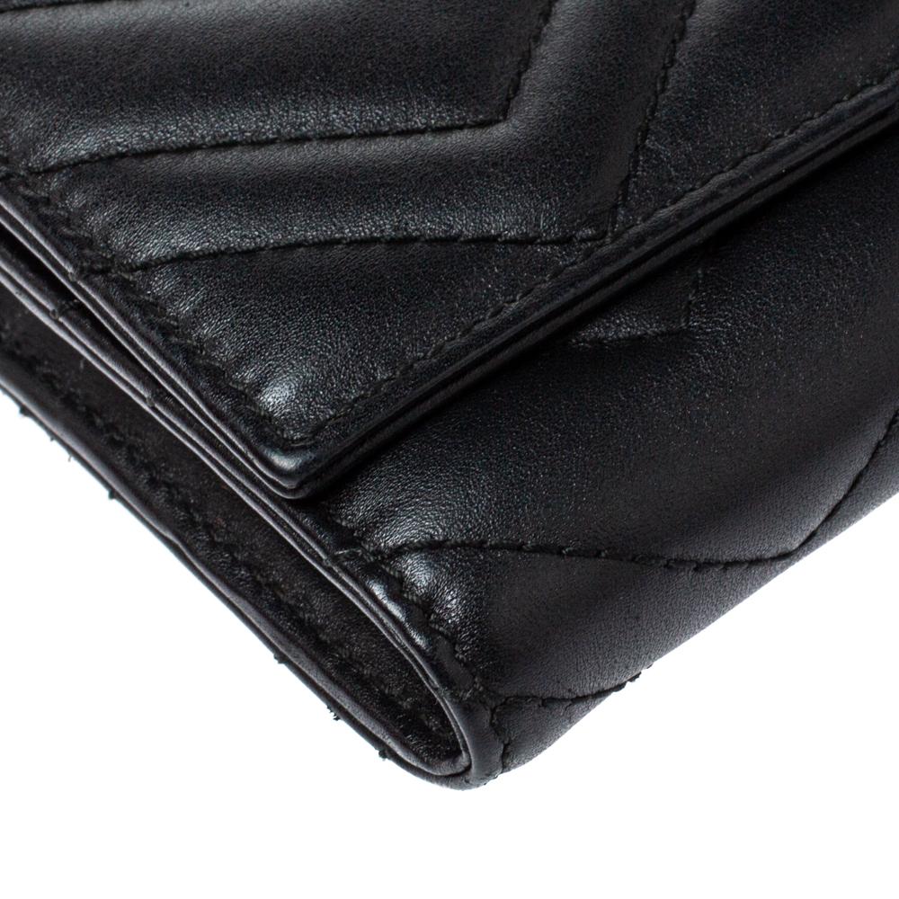 Women's Gucci Black Matelasse Leather GG Marmont Continental Wallet