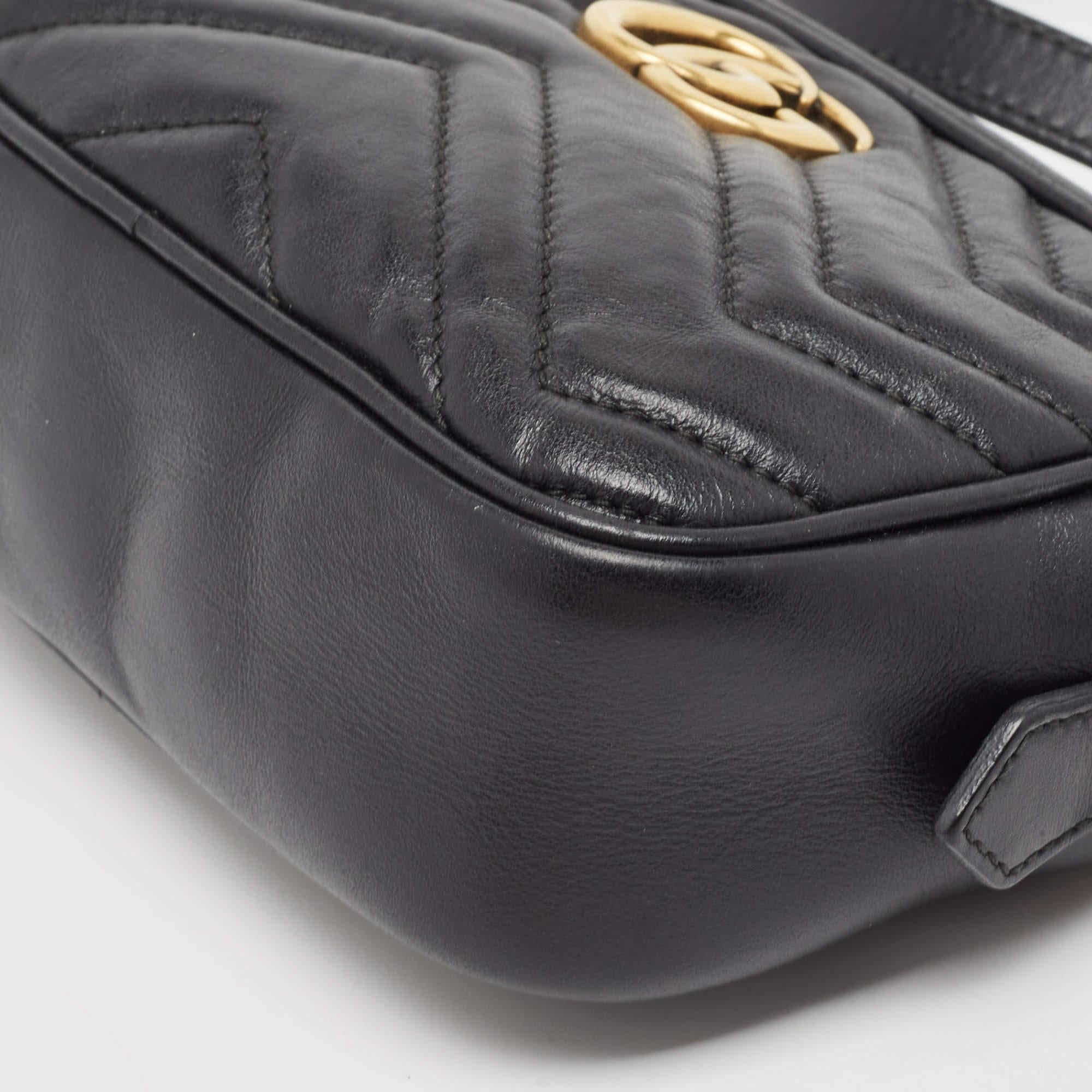 Gucci Black Matelasse Leather Mini GG Marmont Chain Shoulder Bag 9