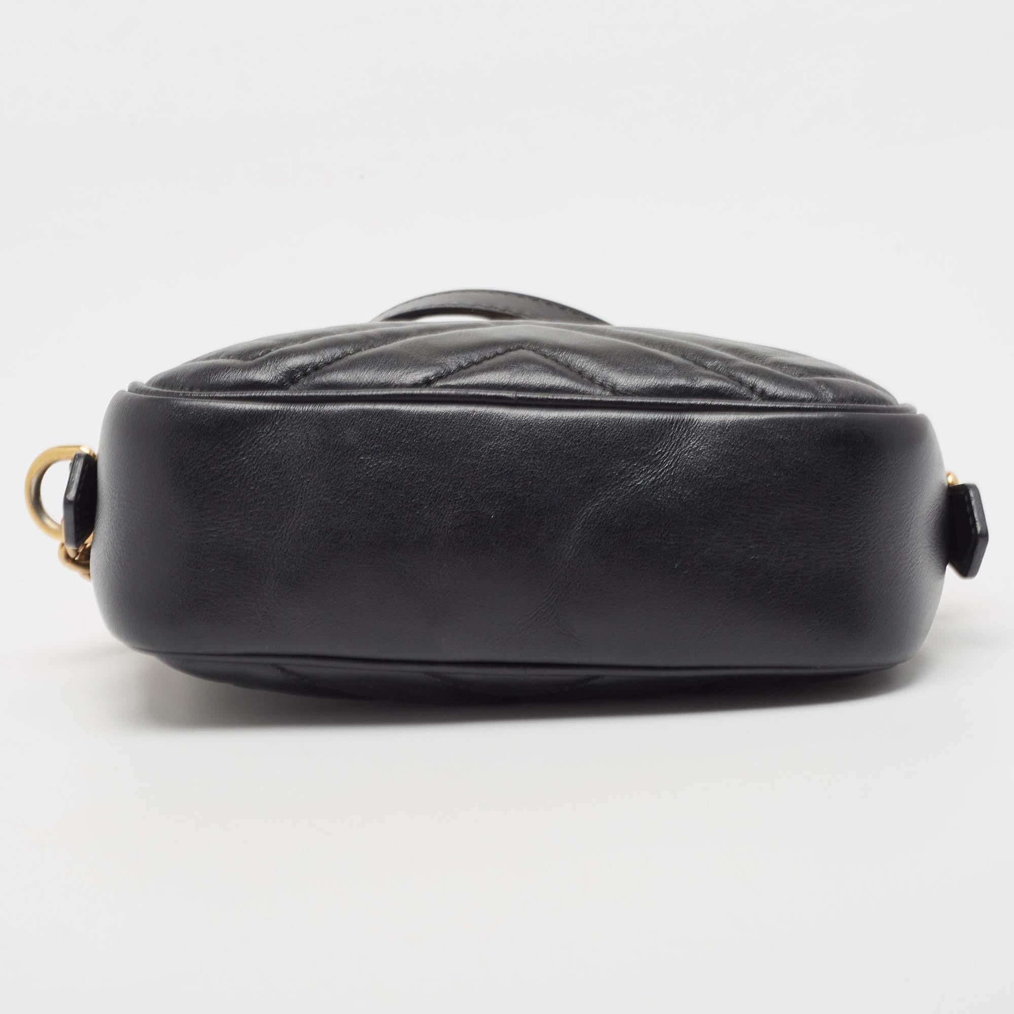 Gucci Black Matelasse Leather Mini GG Marmont Chain Shoulder Bag 5