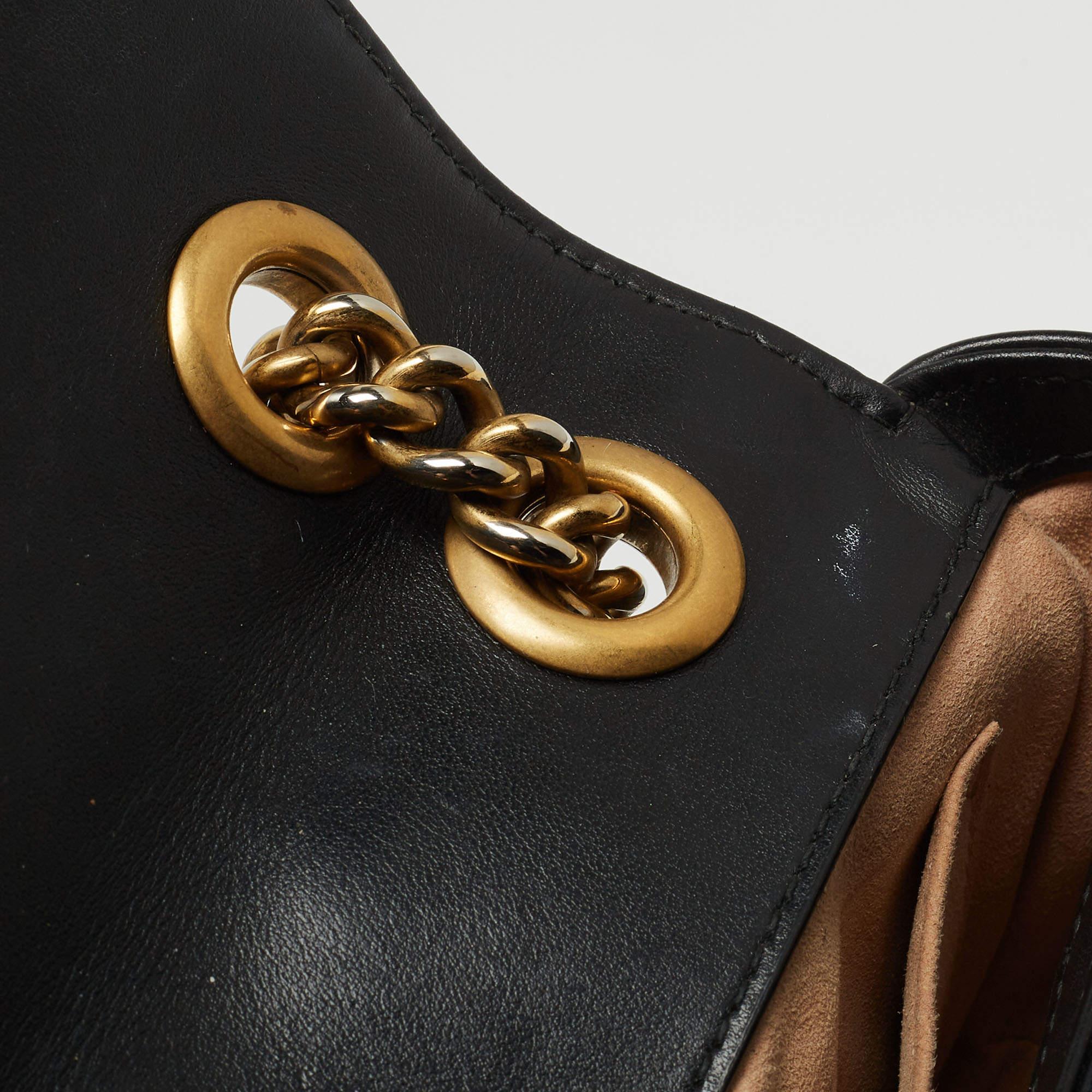 Gucci Black Matelasse Leather Mini GG Marmont Crossbody Bag 10