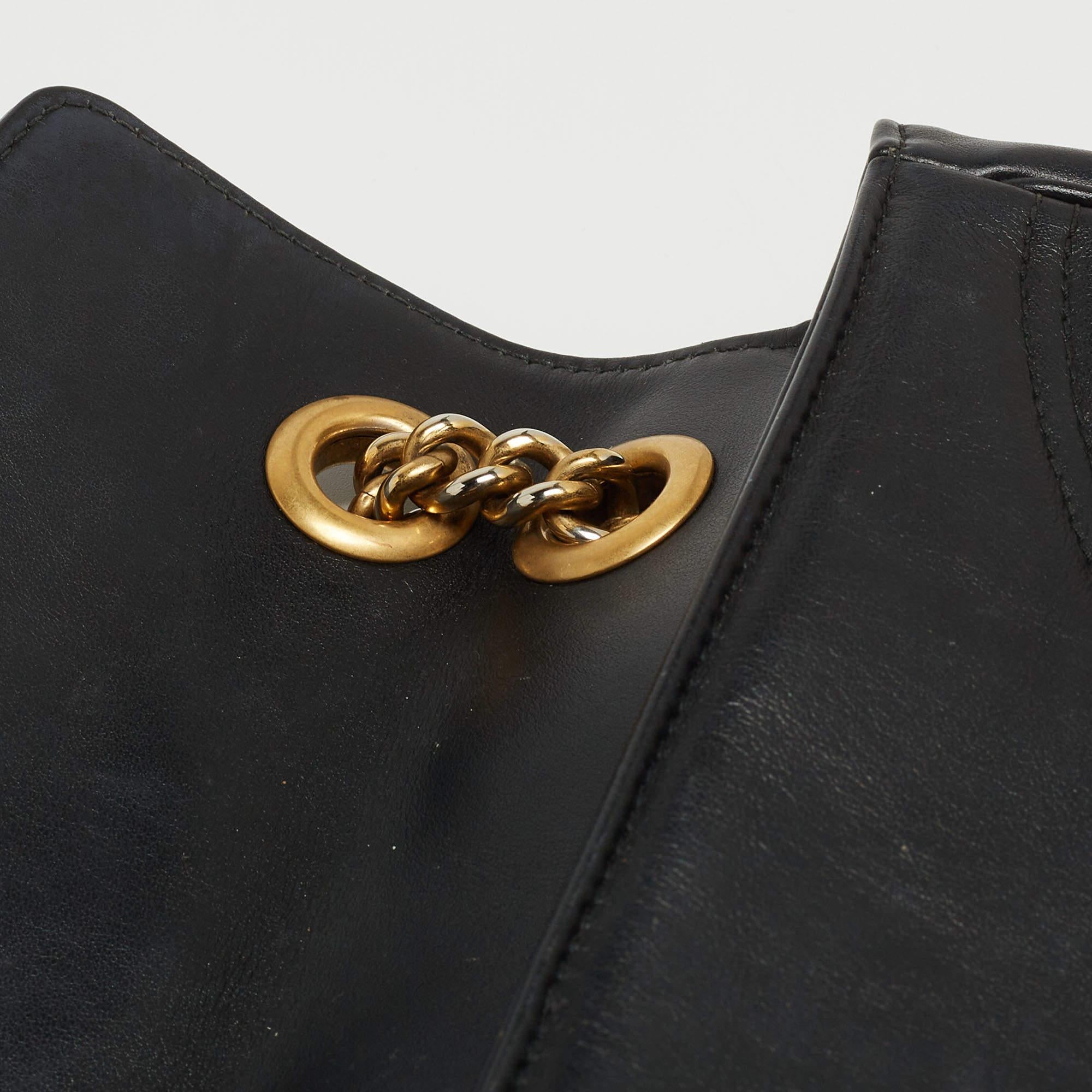 Gucci Black Matelasse Leather Mini GG Marmont Crossbody Bag 11