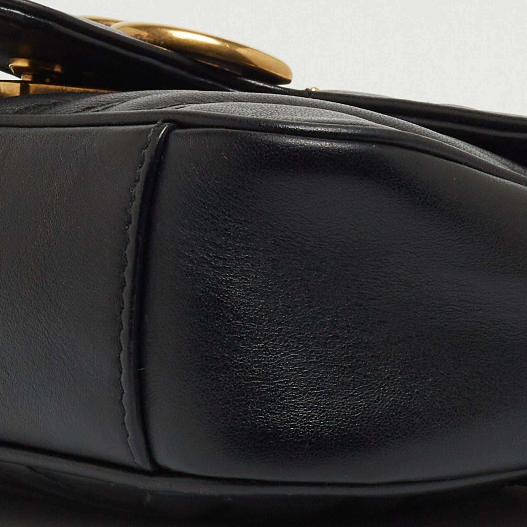 Gucci Black Matelasse Leather Mini GG Marmont Crossbody Bag 13